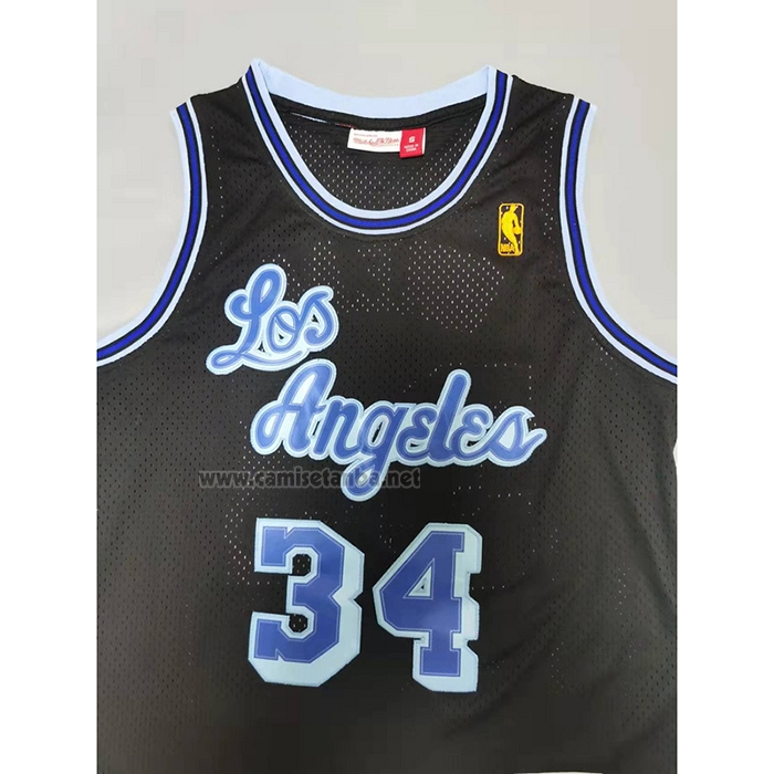 Camiseta Los Angeles Lakers Shaquille O'Neal #34 Mitchell & Ness 1996-97 Azul Negro